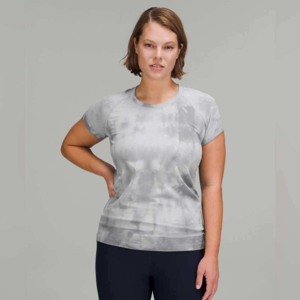 LuluLemon Swiftly Tech Diamond-Dye Grey/White Short-Sleeve